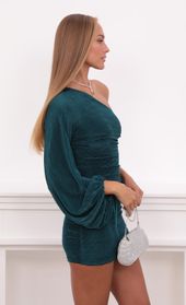 Picture thumb Ivy Pleated One Shoulder Dress in Hunter Green. Source: https://media.lucyinthesky.com/data/Sep21_1/170xAUTO/1V9A3157.JPG