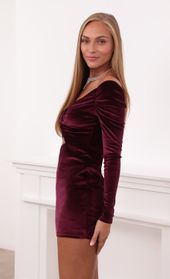 Picture thumb Jolene Off Shoulder Velvet Dress in Burgundy. Source: https://media.lucyinthesky.com/data/Sep21_1/170xAUTO/1V9A4567.JPG