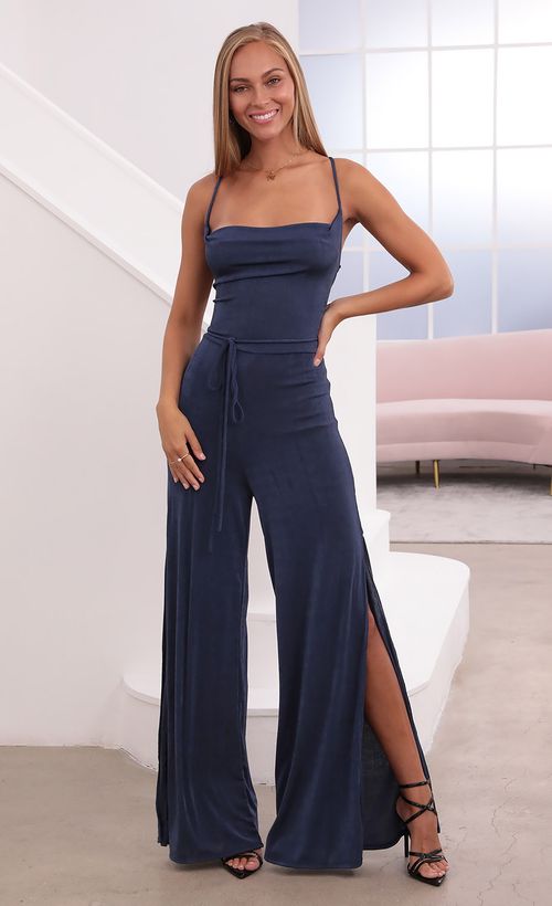Picture Eliana Cowl Neck Jumpsuit in Navy. Source: https://media.lucyinthesky.com/data/Sep21_1/500xAUTO/1V9A0517.JPG