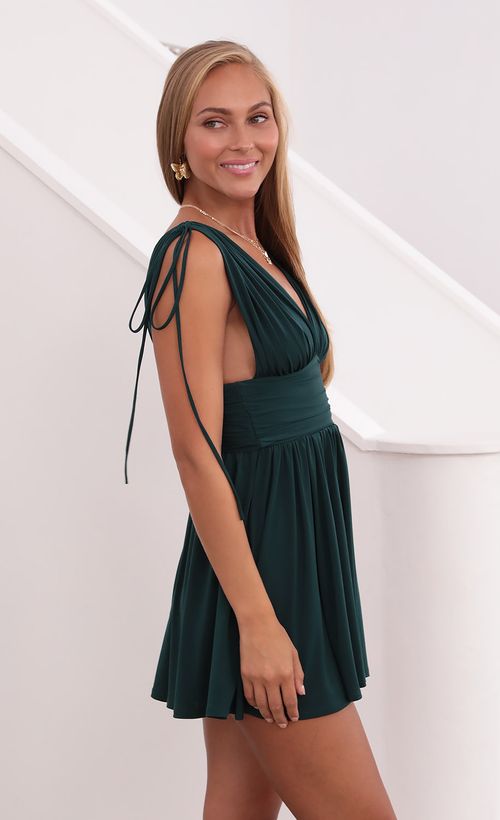 Picture Antionette Fit and Flare Dress in Hunter Green. Source: https://media.lucyinthesky.com/data/Sep21_1/500xAUTO/1V9A3037.JPG