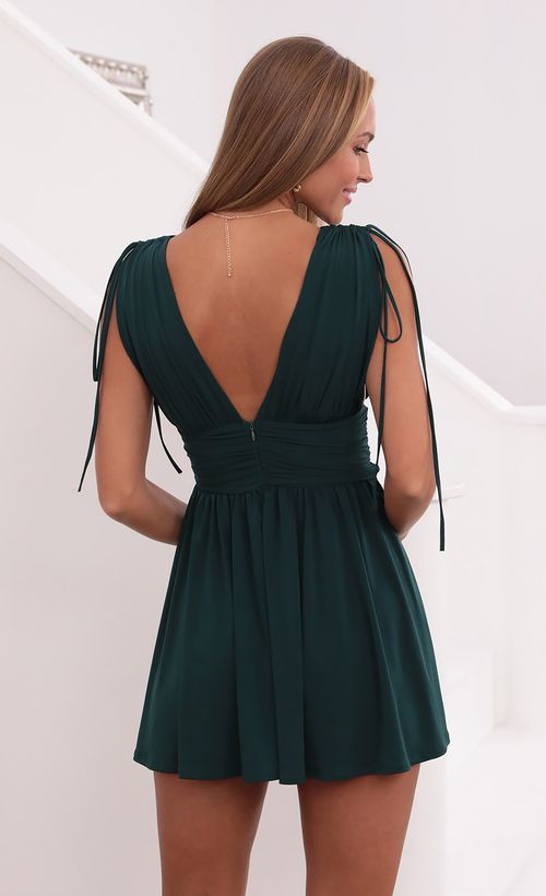Picture Antionette Fit and Flare Dress in Hunter Green. Source: https://media.lucyinthesky.com/data/Sep21_1/500xAUTO/1V9A3045.JPG