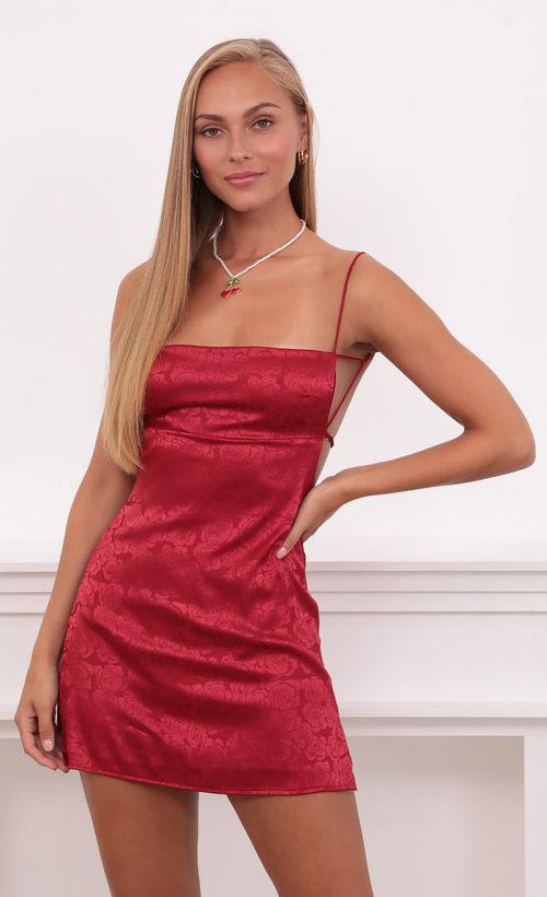 Picture Bliss Satin Slit Dress In Red. Source: https://media.lucyinthesky.com/data/Sep21_1/500xAUTO/1V9A4250.JPG