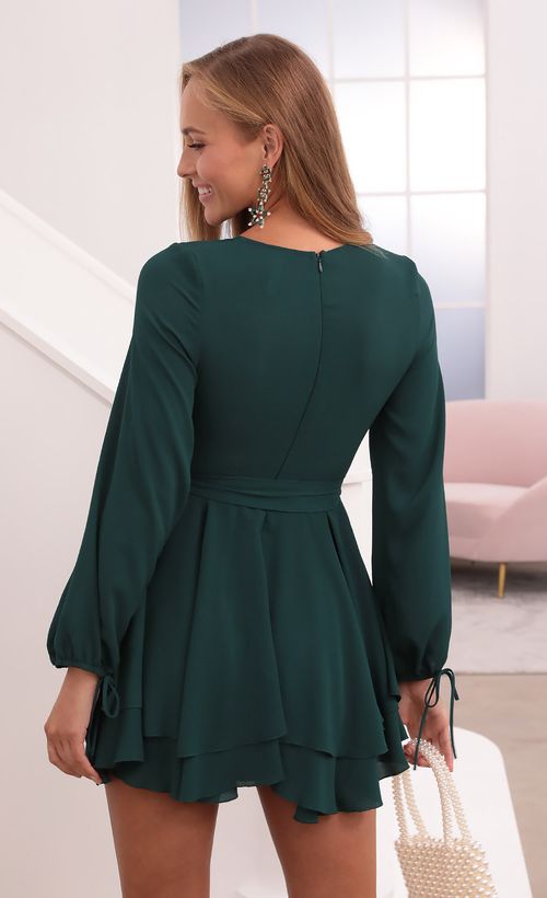 Picture Coralie Fit and Flare Dress in Hunter Green. Source: https://media.lucyinthesky.com/data/Sep21_1/500xAUTO/1V9A4580.JPG