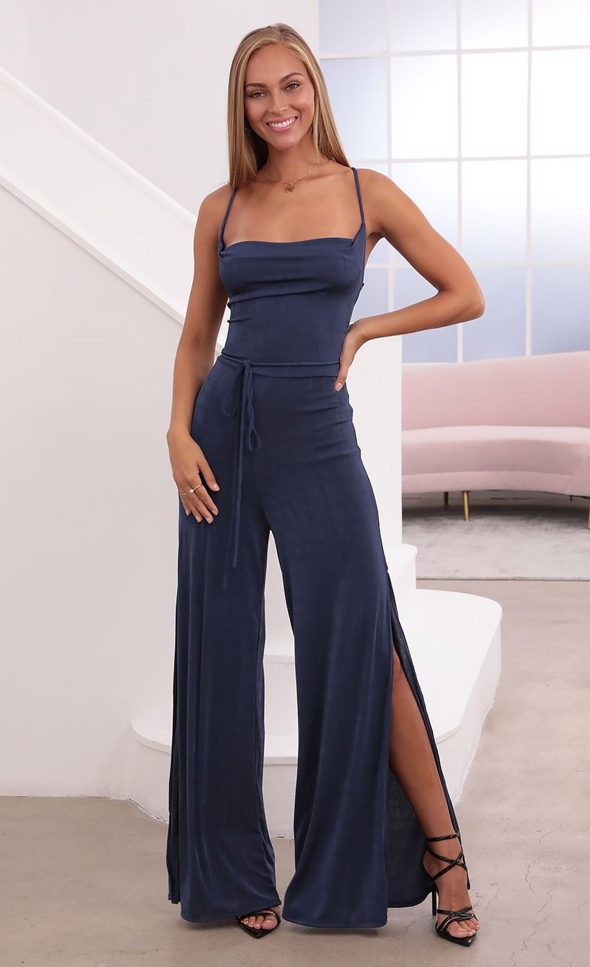 Picture Eliana Cowl Neck Jumpsuit in Navy. Source: https://media.lucyinthesky.com/data/Sep21_1/850xAUTO/1V9A0517.JPG