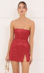 Picture Edna Knit Glitter Bodycon Dress in Red. Source: https://media.lucyinthesky.com/data/Sep22/150xAUTO/15e2921e-900f-4d11-8e84-25989c9921d3.jpg
