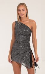 Picture Jadis Sequin Mesh One Shoulder Dress in Black. Source: https://media.lucyinthesky.com/data/Sep22/150xAUTO/c246fbf0-fa82-455b-98c1-510c71d2c18e.jpg