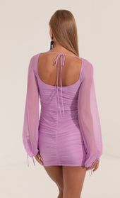 Picture thumb Yesenia Mesh Long Sleeve Ruched Dress in Purple. Source: https://media.lucyinthesky.com/data/Sep22/170xAUTO/a2dfa131-005e-4b07-ab3a-691954259580.jpg