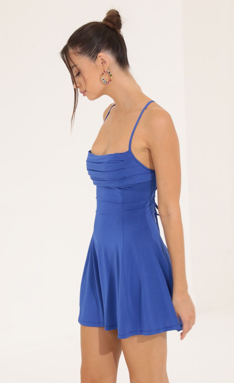 Picture Debi A-Line Dress in Blue. Source: https://media.lucyinthesky.com/data/Sep22/800xAUTO/0e8d09c8-e792-45e0-89b9-b6ae79478246.jpg