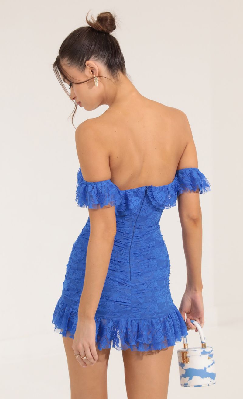 Picture Edlyn Floral Lace Corset Bodycon Dress in Blue. Source: https://media.lucyinthesky.com/data/Sep22/800xAUTO/2a5618d4-e956-401b-aa70-d56ec1e1abd9.jpg