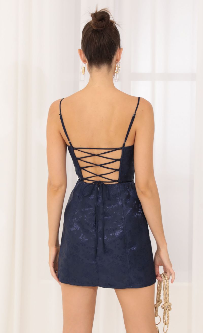 Picture Alison Floral Jacquard Corset Dress in Navy  . Source: https://media.lucyinthesky.com/data/Sep22/800xAUTO/42129c0e-4c81-45e4-8600-23c4a1d1708c.jpg