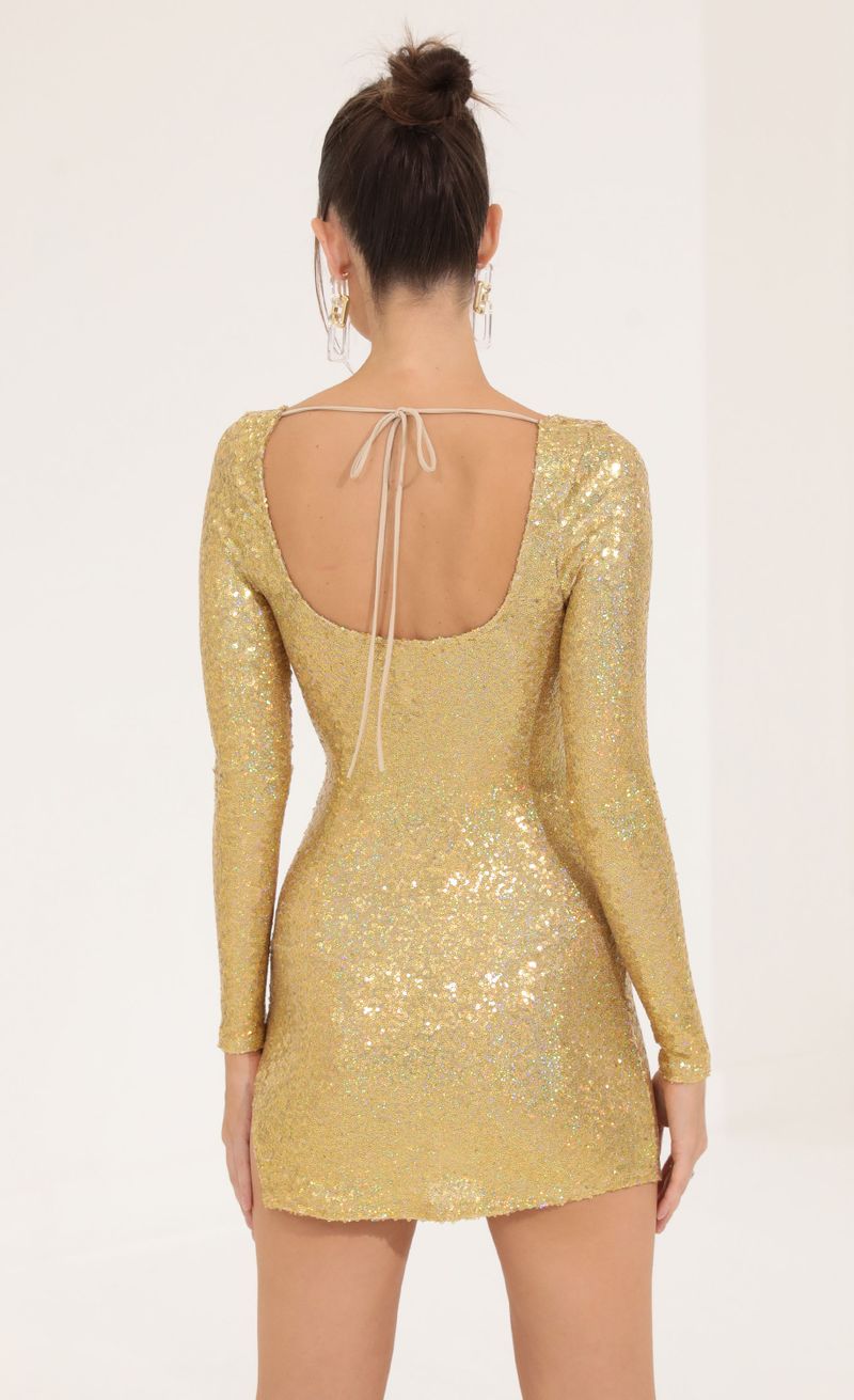 Picture Anahi Iridescent Sequin Long Sleeve Dress in Gold . Source: https://media.lucyinthesky.com/data/Sep22/800xAUTO/57b3430b-204e-477d-81a4-639800abca4b.jpg