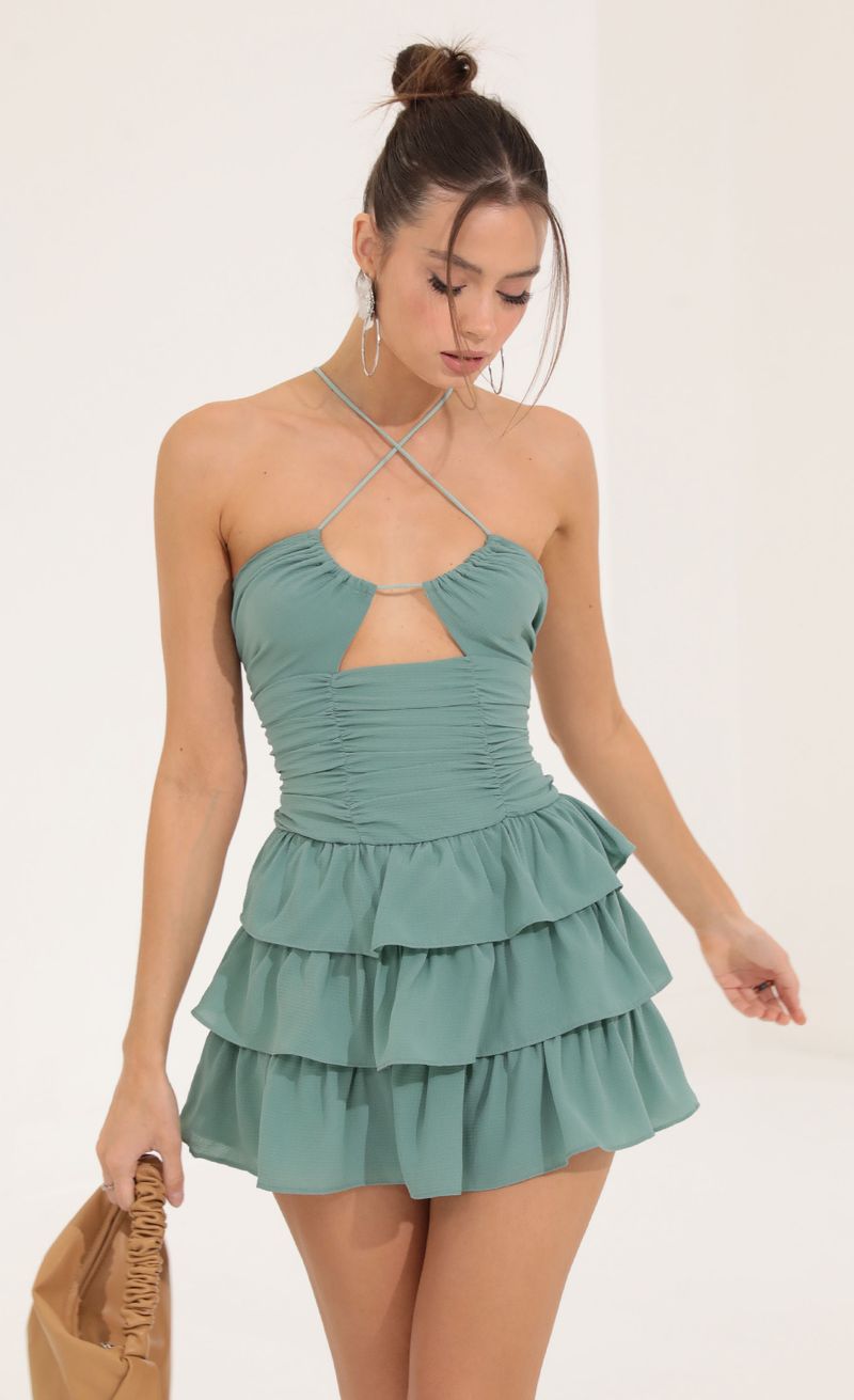 Picture Scout Crepe Ruffle Dress in Green  . Source: https://media.lucyinthesky.com/data/Sep22/800xAUTO/71e466d6-656b-43a3-b94c-304e4bf7b217.jpg