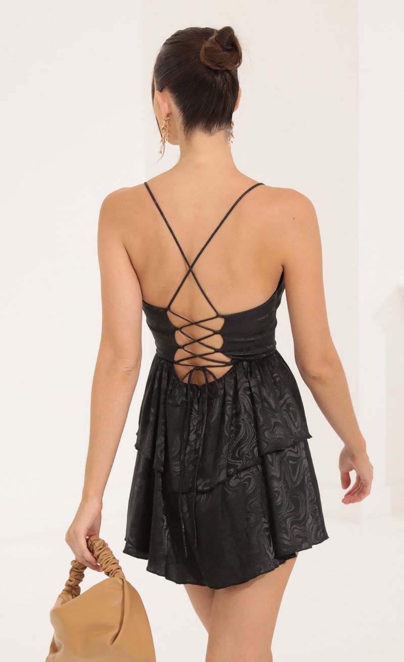 Picture Suzanne Marble Jacquard Ruffle Dress in Black . Source: https://media.lucyinthesky.com/data/Sep22/800xAUTO/8ad3b141-6a49-4a1e-a365-a5262a4041f0.jpg