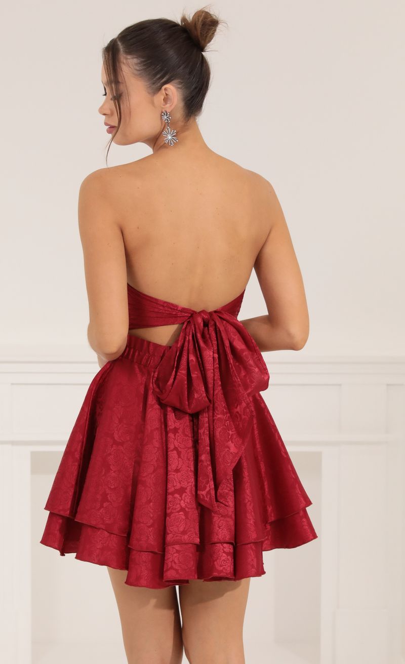 Picture Bonny Floral Jacquard Off The Shoulder Dress in Red. Source: https://media.lucyinthesky.com/data/Sep22/800xAUTO/93f82db1-b049-4e78-aa83-924b338cc639.jpg