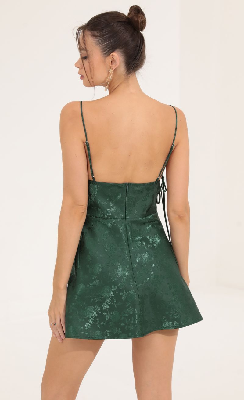 Picture Eugenie Floral Jacquard A-Line Dress in Green. Source: https://media.lucyinthesky.com/data/Sep22/800xAUTO/970ed7ab-16a3-4c29-bf5d-390d17ea3c08.jpg