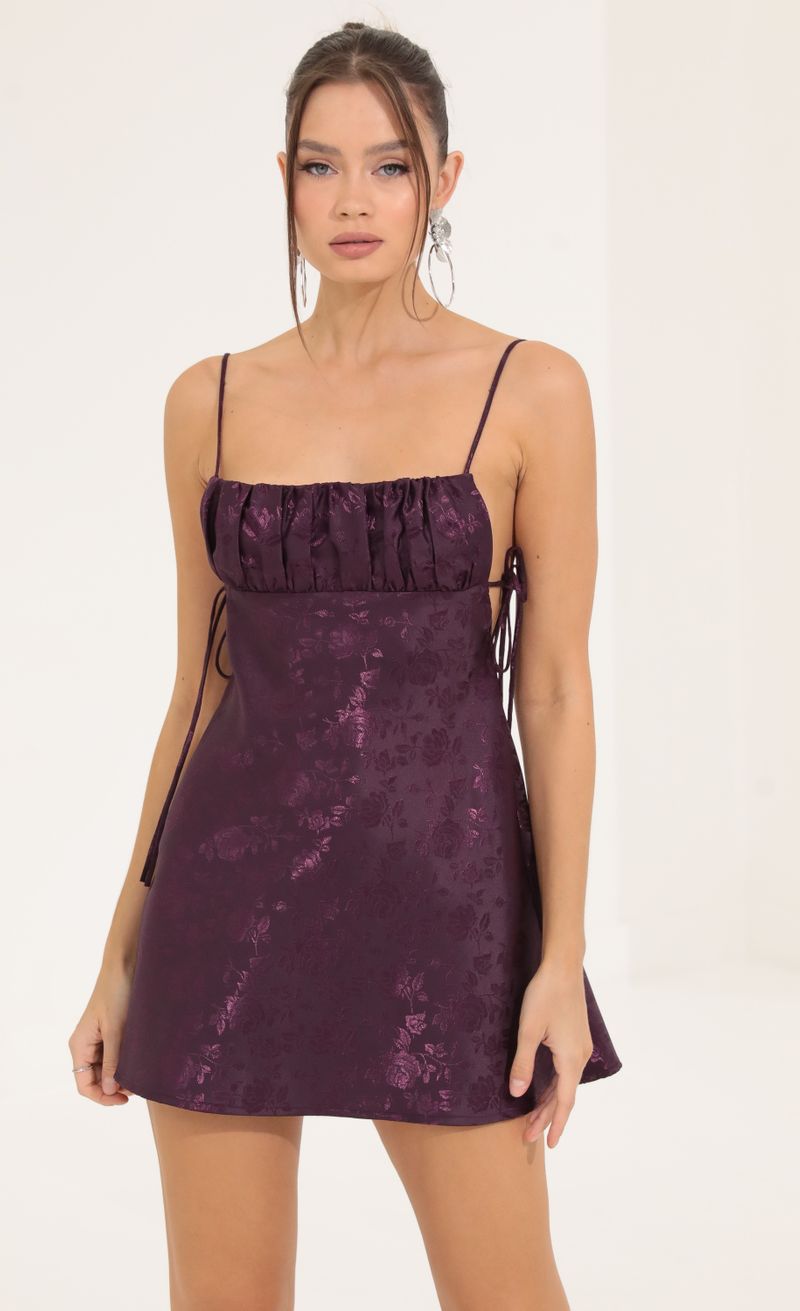 Picture Eugenie Floral Jacquard A-Line Dress in Purple . Source: https://media.lucyinthesky.com/data/Sep22/800xAUTO/97a90a58-2c3d-4e1d-a6c1-f025e9c7ad5a.jpg