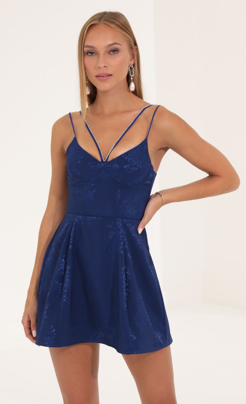 Picture Siena Floral Jacquard Corset Dress in Navy  . Source: https://media.lucyinthesky.com/data/Sep22/800xAUTO/ae6107b6-b897-4950-aee1-830367ae9e45.jpg