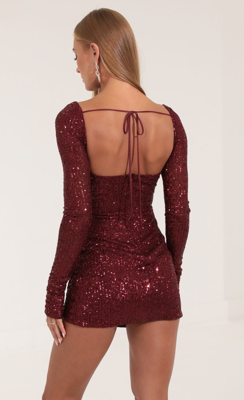 Picture Solange Mesh Sequin Long Sleeve Dress in Red. Source: https://media.lucyinthesky.com/data/Sep22/800xAUTO/cb9ac652-a915-4cd7-be8c-7f0ee8504161.jpg