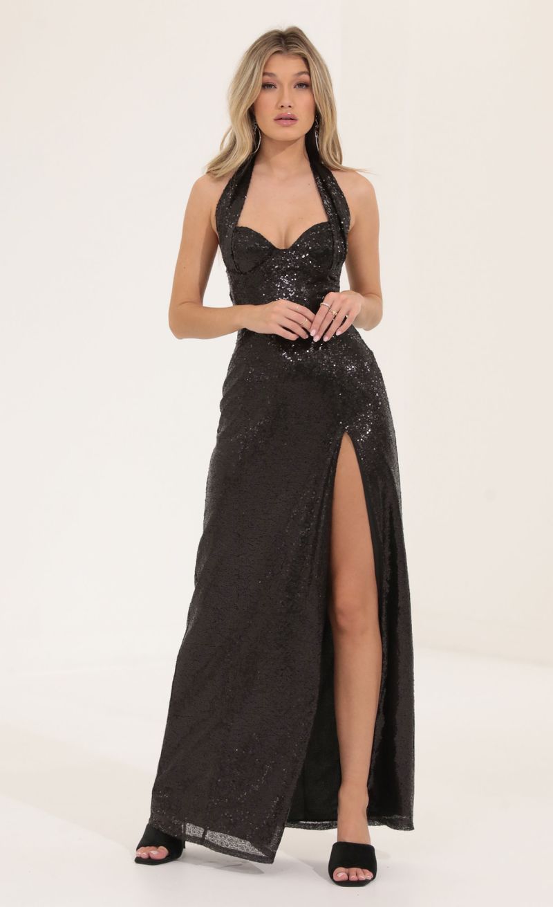 Picture Darcia Sequin Halter Maxi Dress in Black . Source: https://media.lucyinthesky.com/data/Sep22/800xAUTO/e05404dd-1043-4063-a75e-2b8ad8618337.jpg