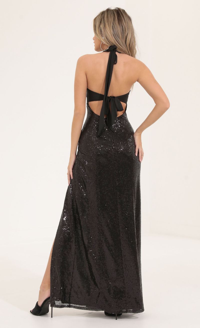 Picture Darcia Sequin Halter Maxi Dress in Black . Source: https://media.lucyinthesky.com/data/Sep22/800xAUTO/ee4fc669-8aa7-4f57-95c2-379600bd9c05.jpg