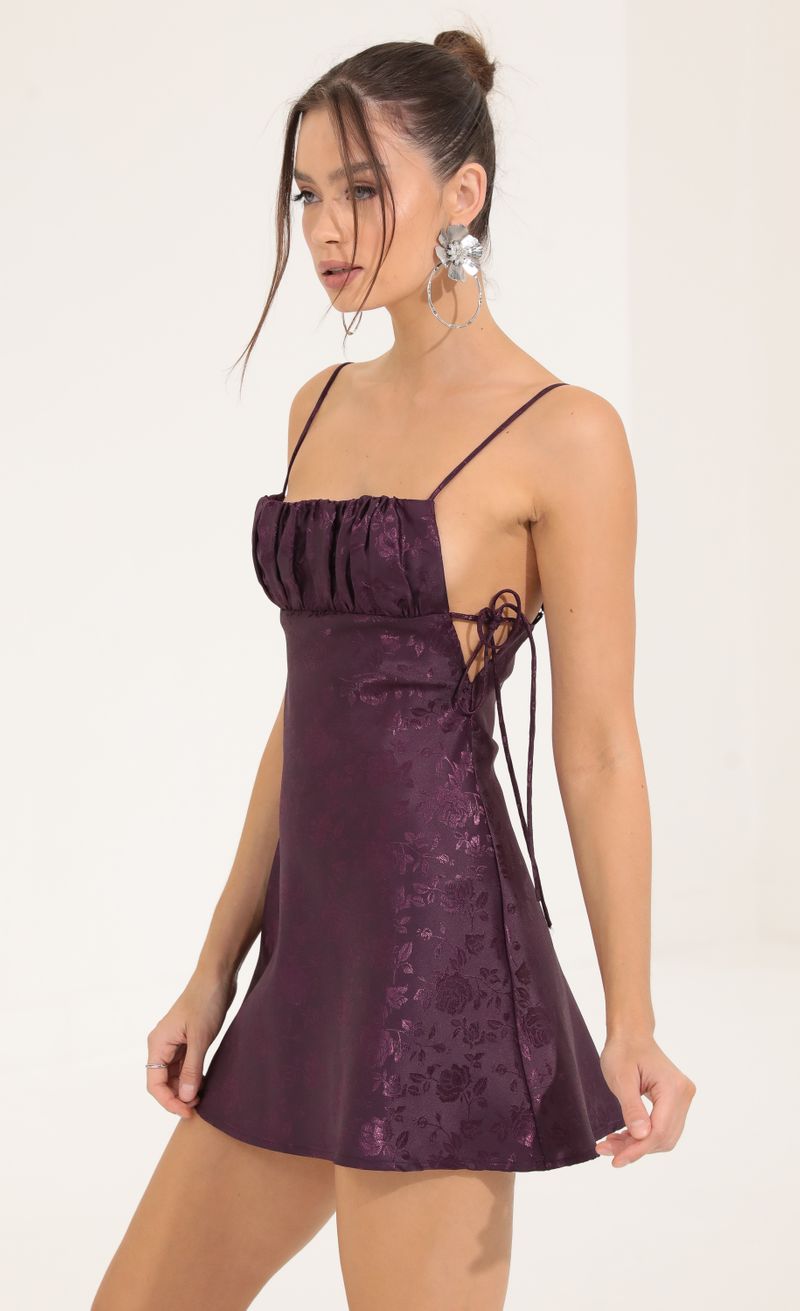 Picture Eugenie Floral Jacquard A-Line Dress in Purple . Source: https://media.lucyinthesky.com/data/Sep22/800xAUTO/f8818330-f006-424b-9e17-c38ebf6f1380.jpg