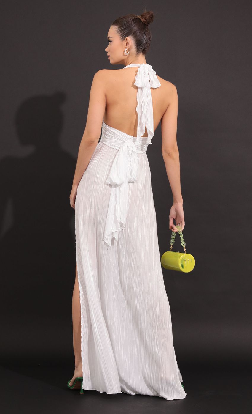 Picture McKayla Pleated Maxi Dress in White   . Source: https://media.lucyinthesky.com/data/Sep22/850xAUTO/0f6d5df9-7489-420e-bb38-56d7f01ba50f.jpg