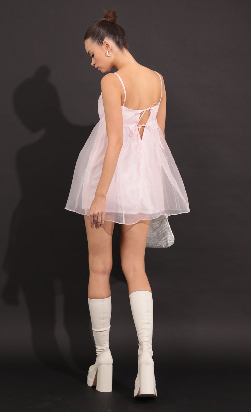 Picture Kami Shiny Organza Baby Doll Dress in Pink. Source: https://media.lucyinthesky.com/data/Sep22/850xAUTO/21172590-4ad4-4ab8-b09a-2a81385a941b.jpg