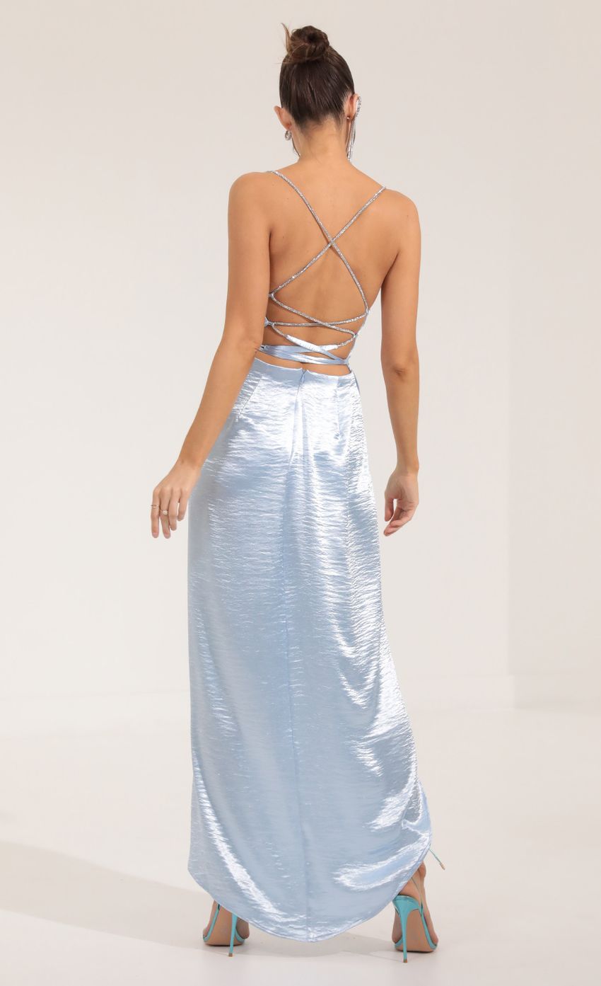 Picture Isa Satin Luxe Maxi Dress in Blue. Source: https://media.lucyinthesky.com/data/Sep22/850xAUTO/2fdfaba1-f495-4440-9ee7-f821af683f3c.jpg