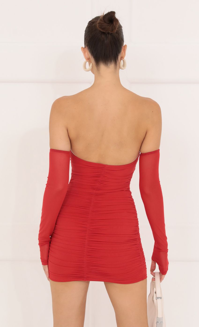 Picture Raddix Mesh Bodycon Dress in Red. Source: https://media.lucyinthesky.com/data/Sep22/850xAUTO/37a9be93-bd5b-49d2-88d6-63c7567557d3.jpg
