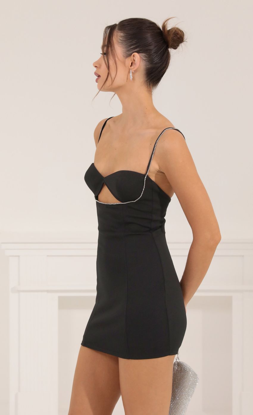 Picture Esmerelda Crepe Cutout Bodycon Dress in Black. Source: https://media.lucyinthesky.com/data/Sep22/850xAUTO/5b7a39e6-d21d-4e97-b021-d148602558a1.jpg