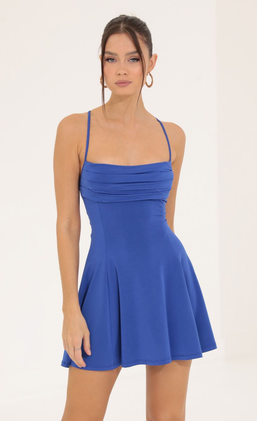 Picture Debi A-Line Dress in Blue. Source: https://media.lucyinthesky.com/data/Sep22/850xAUTO/5b9f6be8-186c-443f-a9ef-a493115ccbc7.jpg