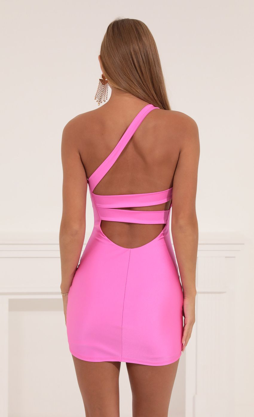 Picture Ursula One Shoulder Bodycon Dress in Hot Pink. Source: https://media.lucyinthesky.com/data/Sep22/850xAUTO/a80de52d-8f96-46aa-9bc5-01bf5606fdad.jpg