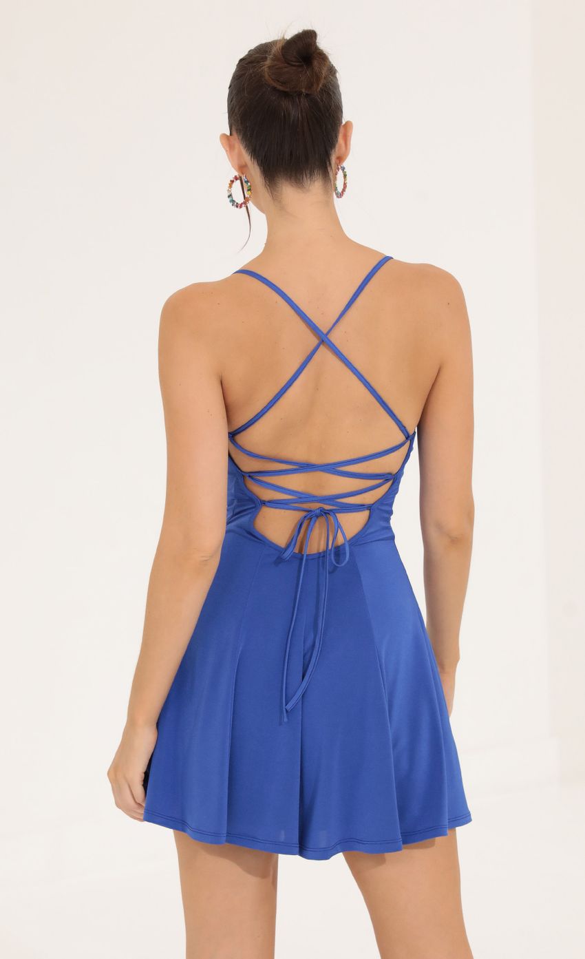 Picture Debi A-Line Dress in Blue. Source: https://media.lucyinthesky.com/data/Sep22/850xAUTO/e6b4a62f-98a6-4950-894d-07d5f1db19d3.jpg