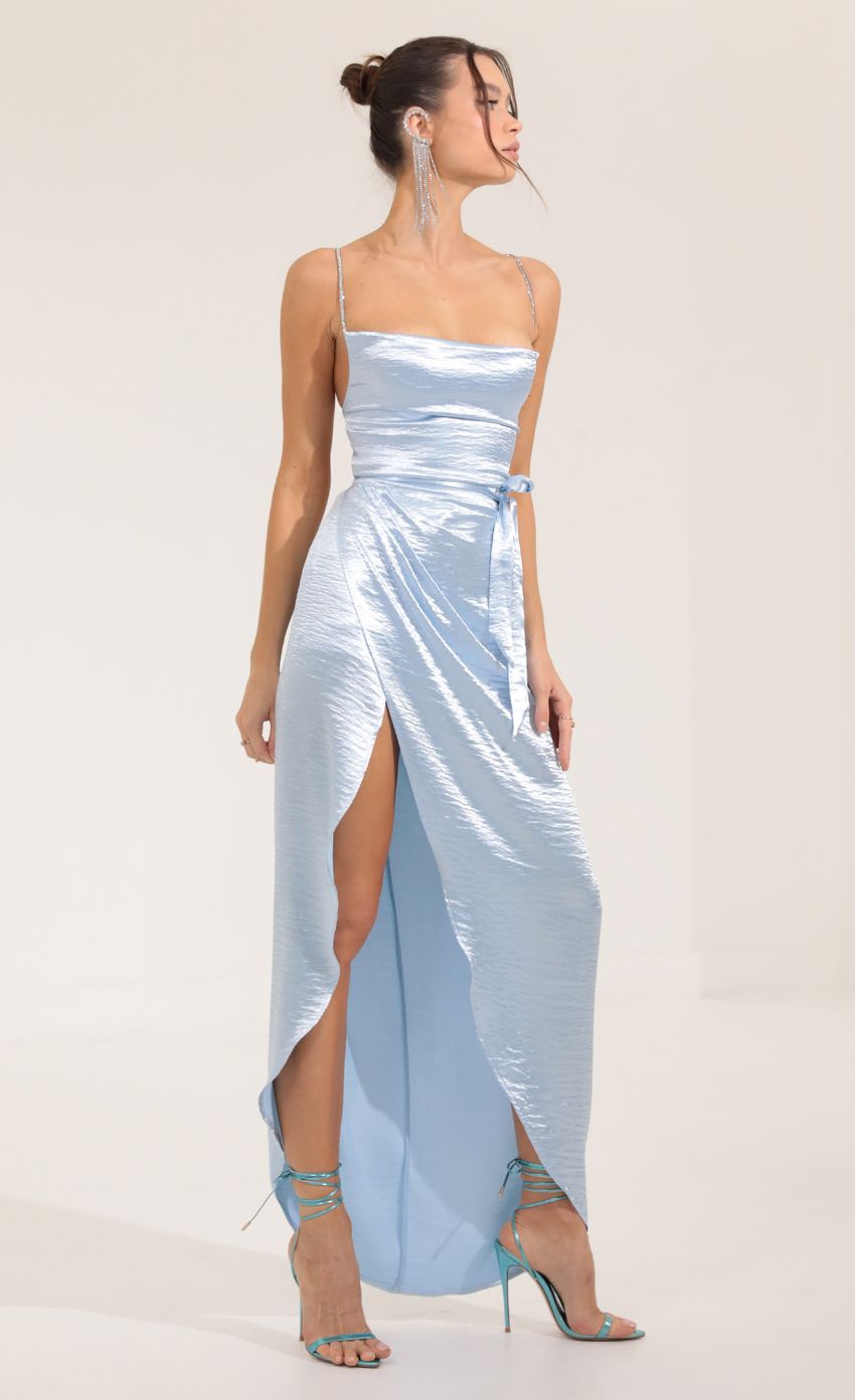 Picture Isa Satin Luxe Maxi Dress in Blue. Source: https://media.lucyinthesky.com/data/Sep22/850xAUTO/fe11537f-b26f-4261-8bd6-c3fde28ecc64.jpg