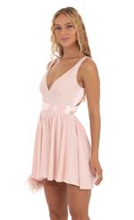 Picture Nicolette Corset Wrap Dress in Pink. Source: https://media.lucyinthesky.com/data/Sep23/150xAUTO/6220d92b-e57a-4c12-aa2c-dac87860aad5.jpg