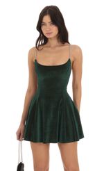 Picture Pandora Velvet Shimmer A-Line Dress in Green. Source: https://media.lucyinthesky.com/data/Sep23/150xAUTO/66a4f280-b1c3-4ee0-90de-8418c50f8b08.jpg