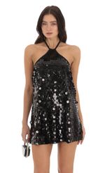 Picture Maya Sequin Halter Dress in Black. Source: https://media.lucyinthesky.com/data/Sep23/150xAUTO/c31336e9-5338-451d-a9f5-4d3561473969.jpg
