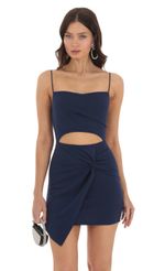 Picture Sabine Twist Cutout Dress in Navy. Source: https://media.lucyinthesky.com/data/Sep23/150xAUTO/d34db0be-4962-40e7-b733-c98549613d85.jpg