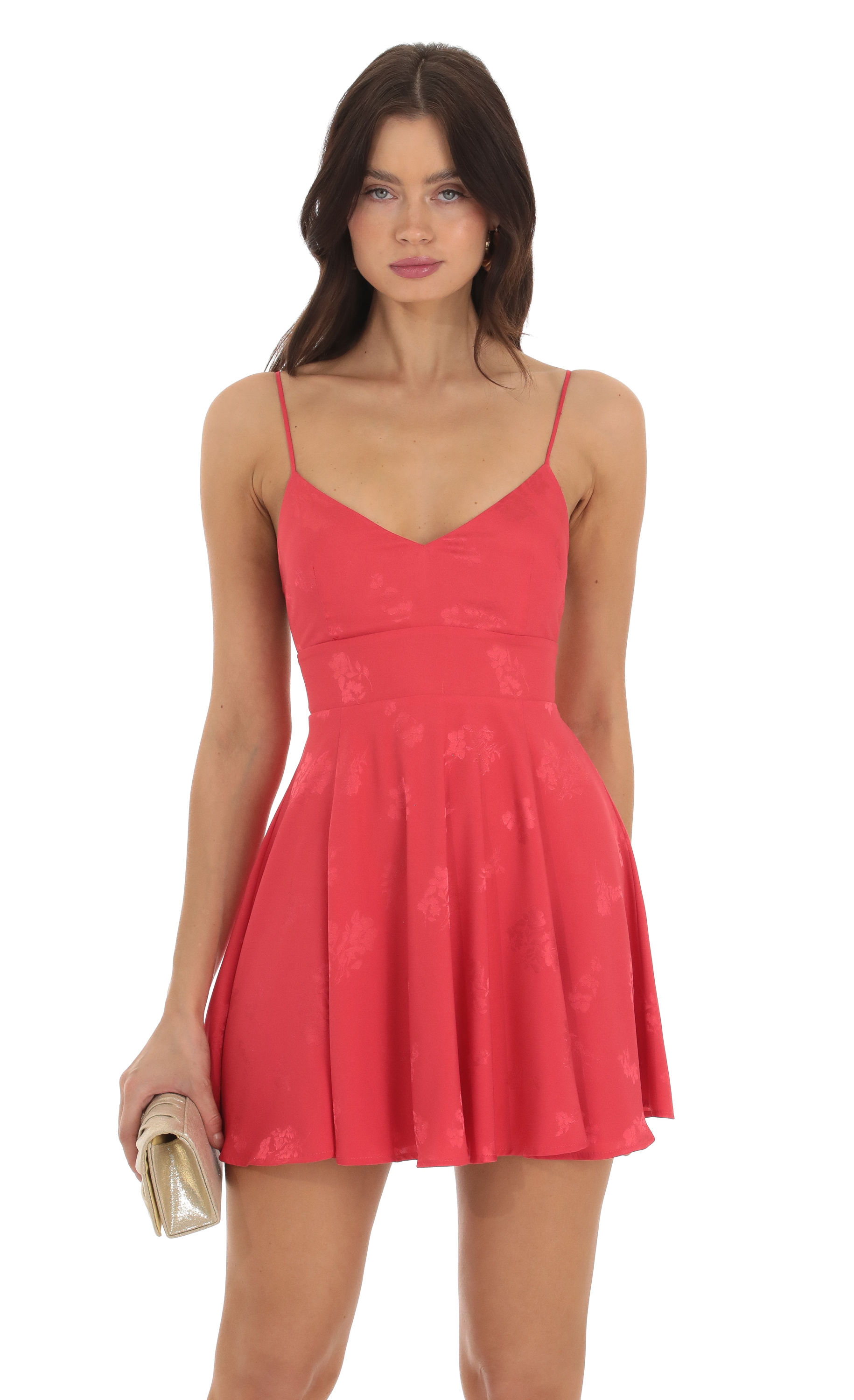 Quinn Floral A-line Dress in Red