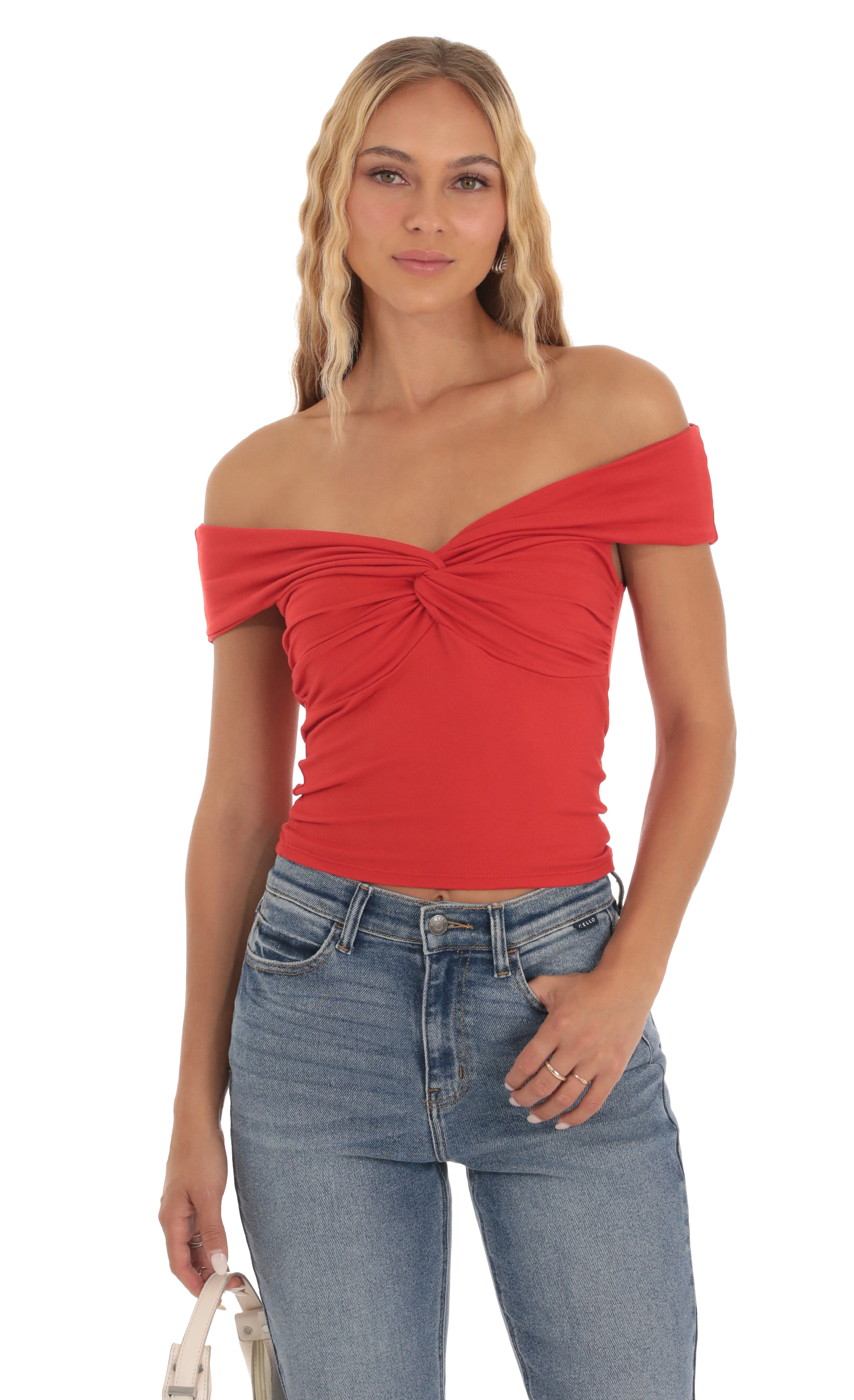 Haven Lace Crop Top in Red