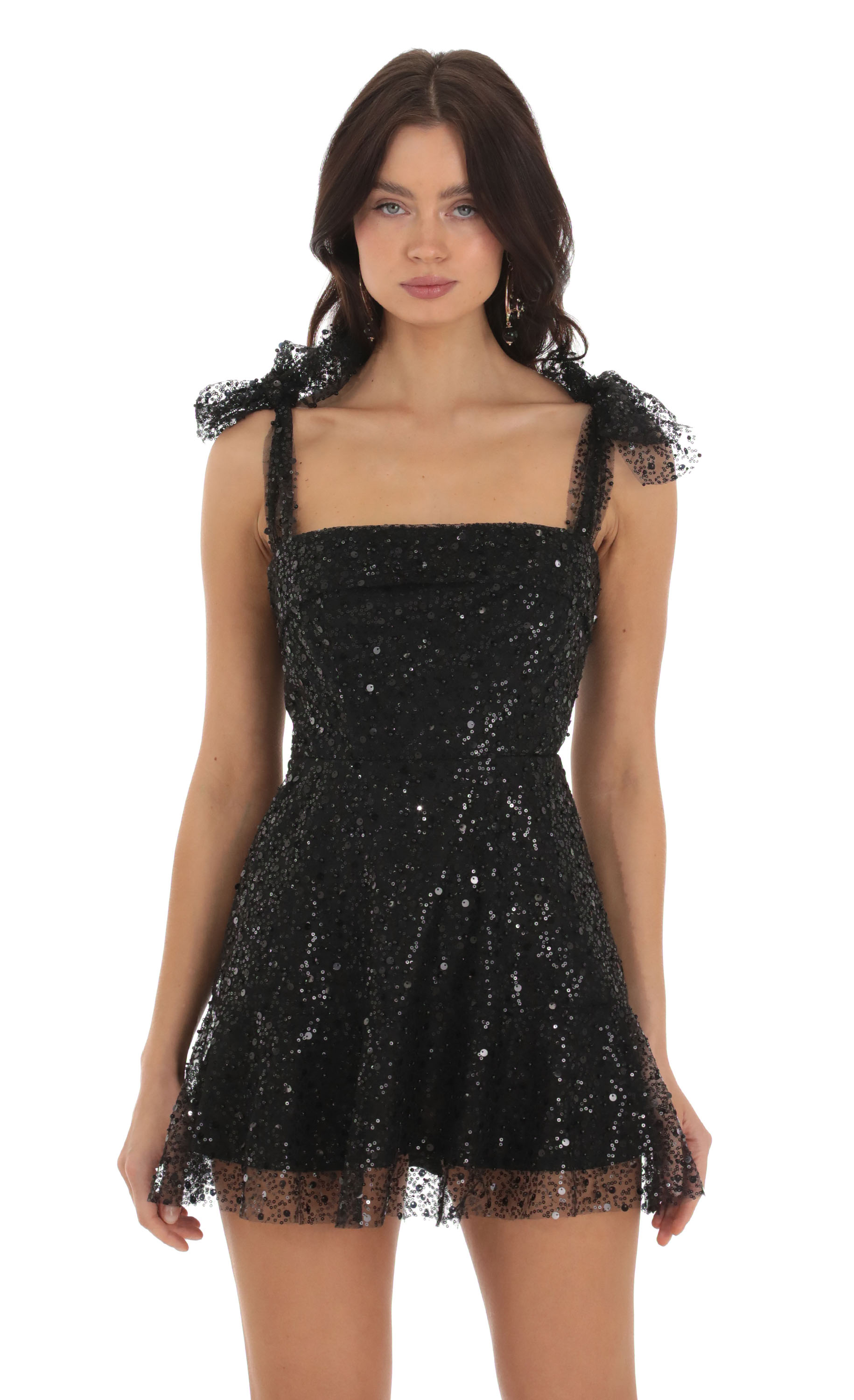 Zev Sequin Mini Dress in Black