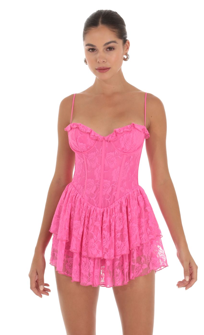 Picture Quinnie Lace Corset Romper in Pink. Source: https://media.lucyinthesky.com/data/Sep23/850xAUTO/09f92db6-e4ae-468e-9257-67504ef2f59f.jpg