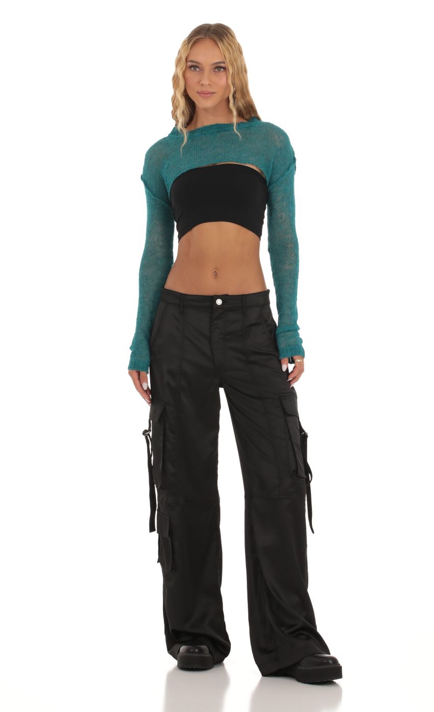 Picture Maylah Knit Cropped Jumper in Teal. Source: https://media.lucyinthesky.com/data/Sep23/850xAUTO/0c3bb4c0-a5f1-46d6-8c04-78b9a8b38818.jpg