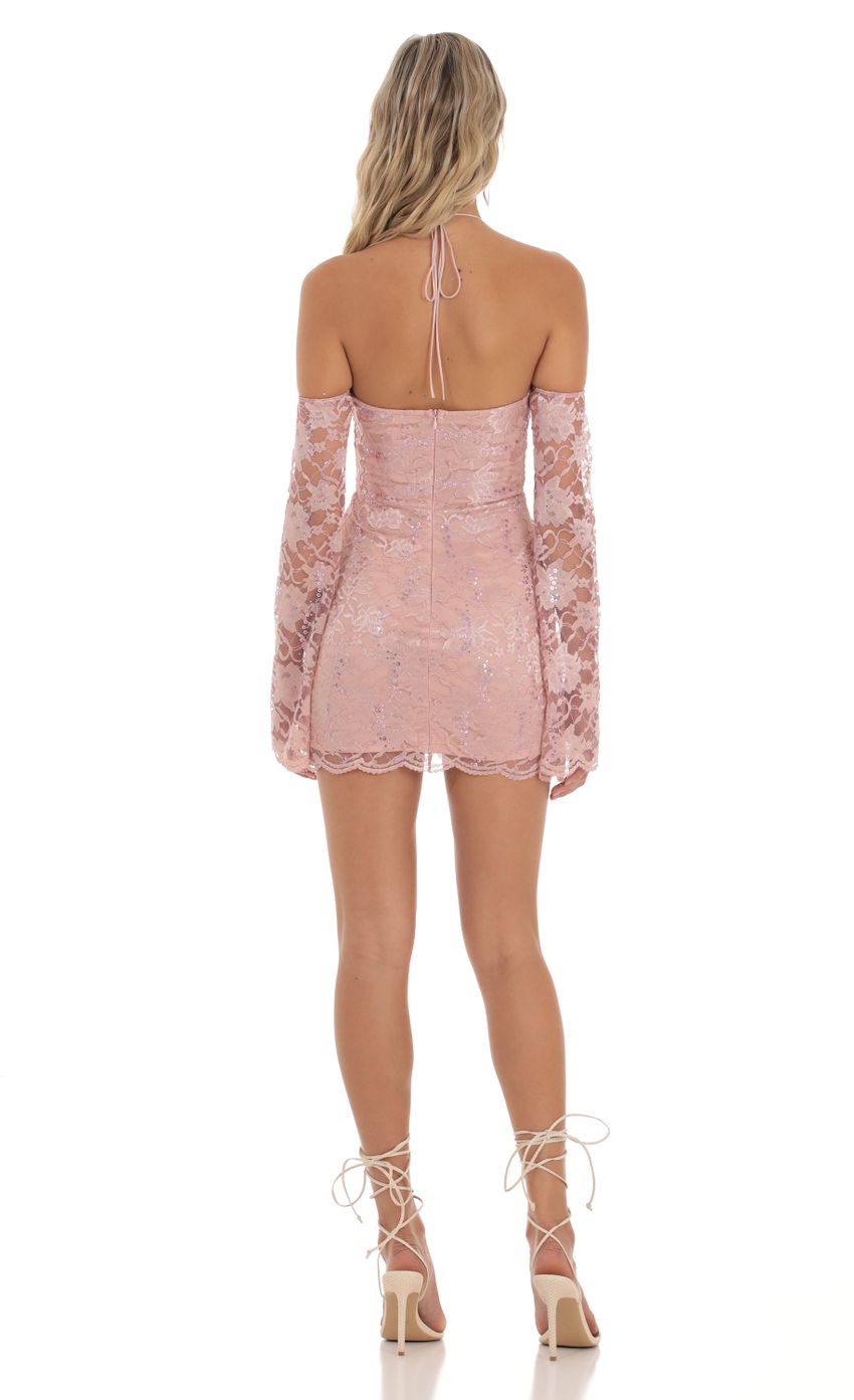 Picture Laina Lace Sequin Off Shoulder Dress in Dusty Rose. Source: https://media.lucyinthesky.com/data/Sep23/850xAUTO/1447bac6-3436-4cf3-9d5f-5412d09da2a3.jpg