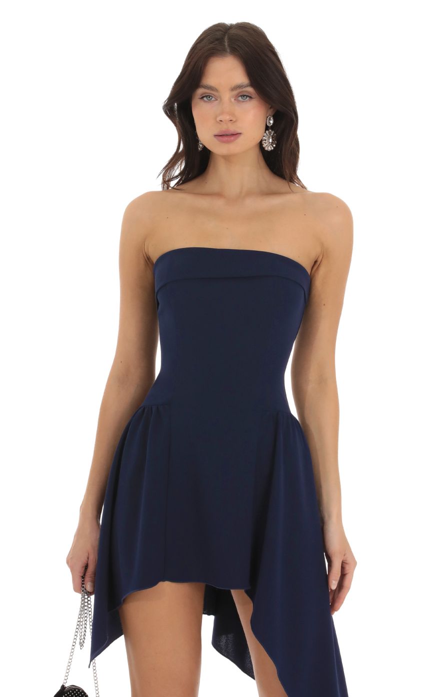 Picture Brizo Strapless Asymmetrical Dress in Navy. Source: https://media.lucyinthesky.com/data/Sep23/850xAUTO/4860c514-ab87-4bbc-85ed-98a22708d5b8.jpg