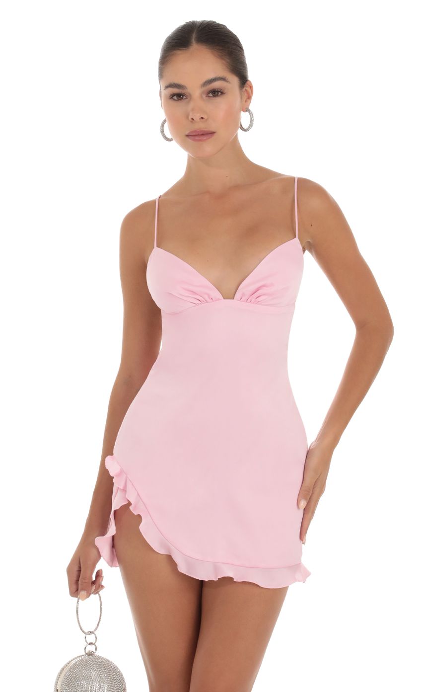 Picture Reverie Satin Swirl Dress in Pink. Source: https://media.lucyinthesky.com/data/Sep23/850xAUTO/4fba2c91-4c74-4678-a386-30ccbd9305ed.jpg