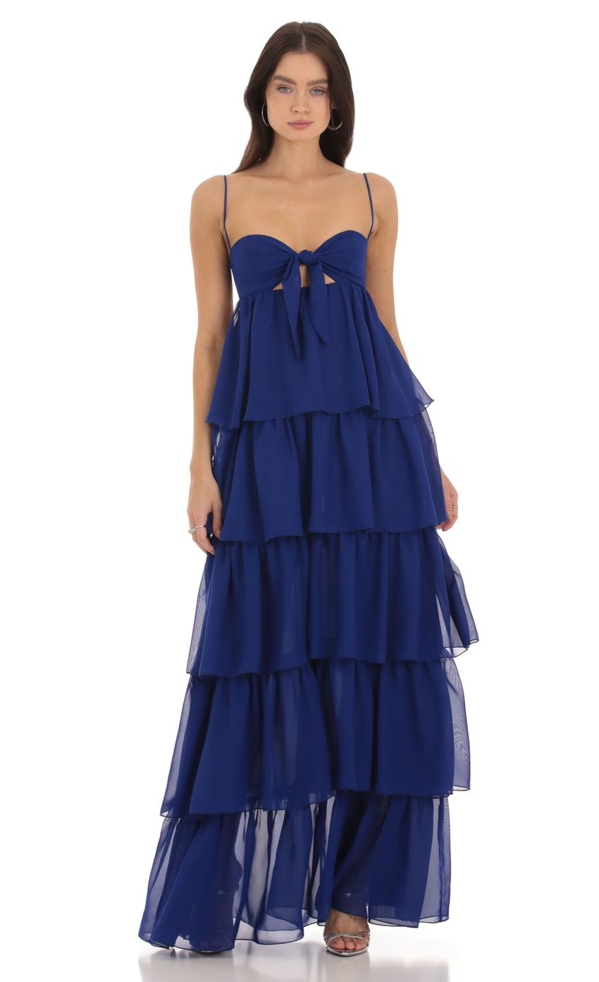 Picture Kenya Front Tie Ruffle Dress in Blue. Source: https://media.lucyinthesky.com/data/Sep23/850xAUTO/6c874fdc-7015-4a2c-8ed2-ece3218b0b92.jpg