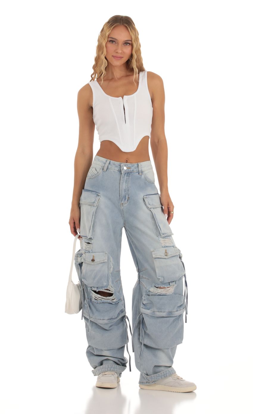 Picture Nakiyah Distressed Cargo Denim Jeans. Source: https://media.lucyinthesky.com/data/Sep23/850xAUTO/73ce04c6-af07-4ebe-9ca9-ef2a0e143bd2.jpg