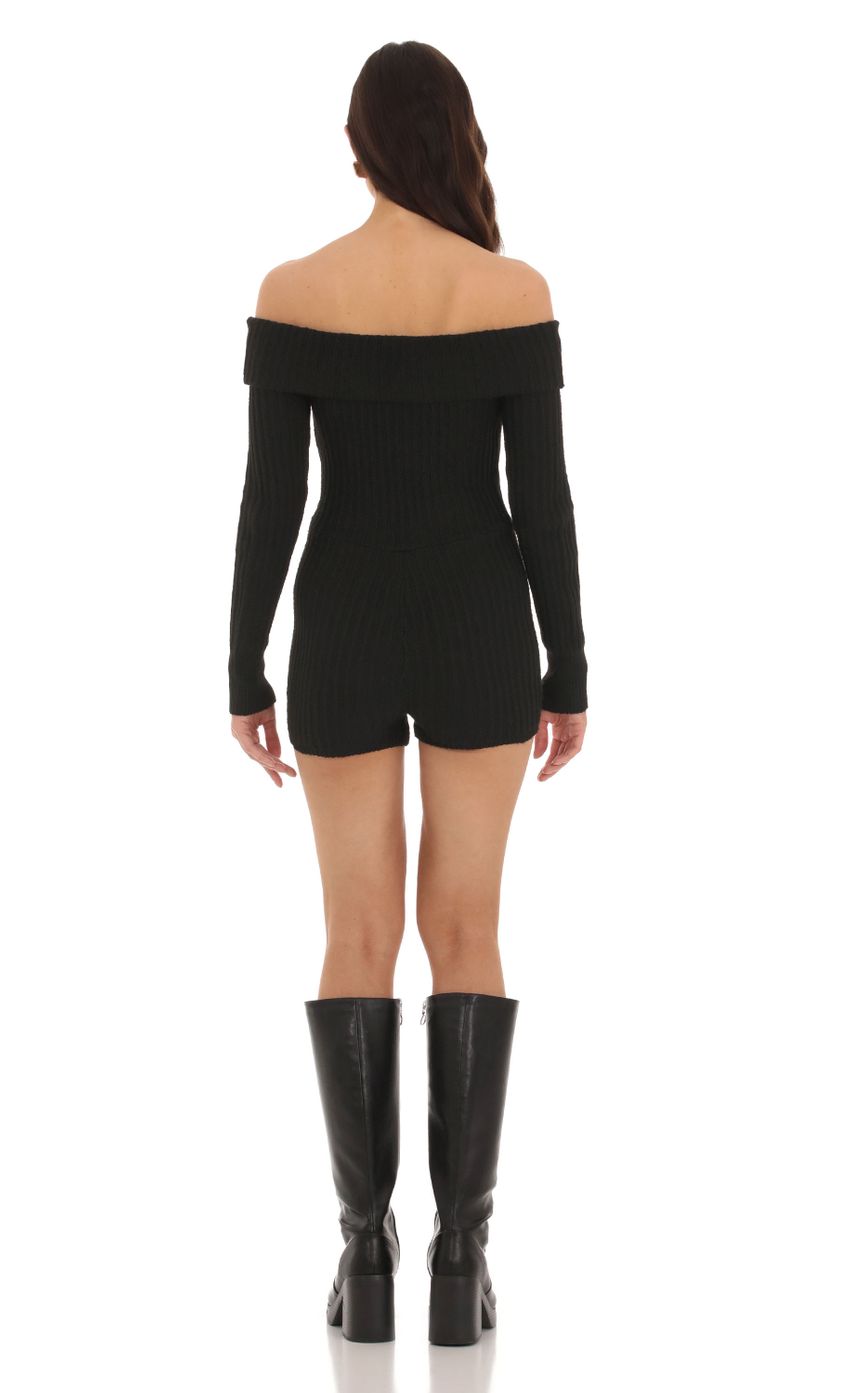 Picture Off Shoulder Knit Romper in Black. Source: https://media.lucyinthesky.com/data/Sep23/850xAUTO/77d53c15-d0ca-46c0-911b-33622f540472.jpg