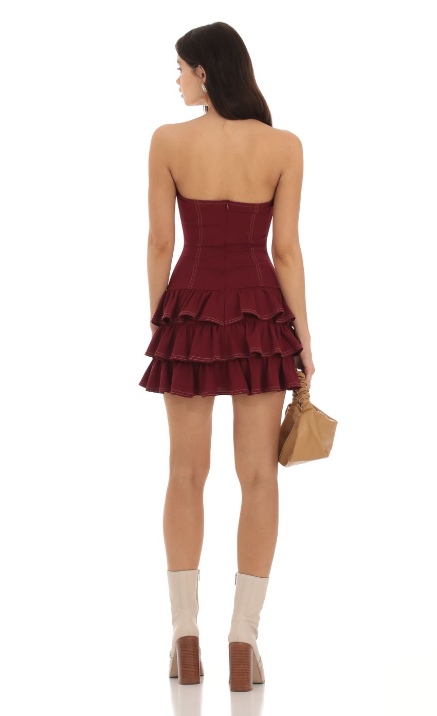 Picture Everlee Strapless Ruffle Dress in Red. Source: https://media.lucyinthesky.com/data/Sep23/850xAUTO/83a4301f-f39b-4a57-ae82-30e8432f2a27.jpg